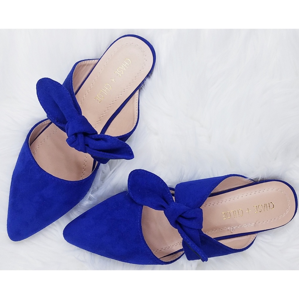 ❣SOLD❣💥 CHASE + CHLOE Blue Suede Mules - Picture 2 of 8